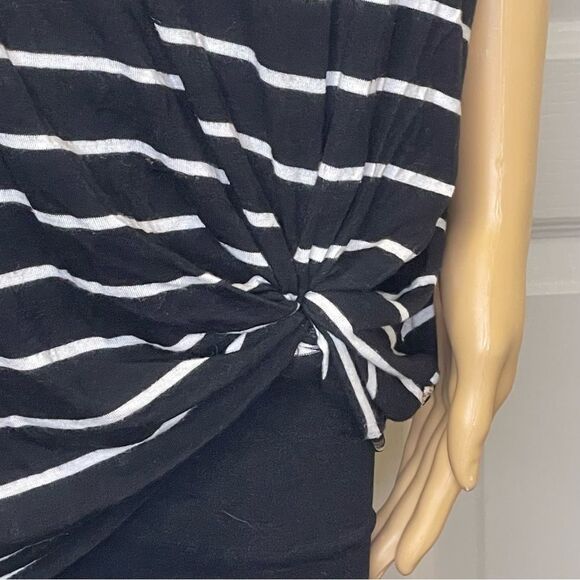 Coco Kelly Striped Blouse With Open Back Black White Leopard Detail Size 3X - Picture 5 of 11